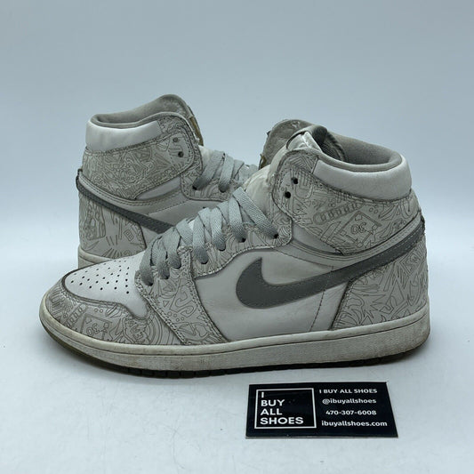 Size 9 - Air Jordan 1 Retro OG High Laser Grey White Leather (705289-100)