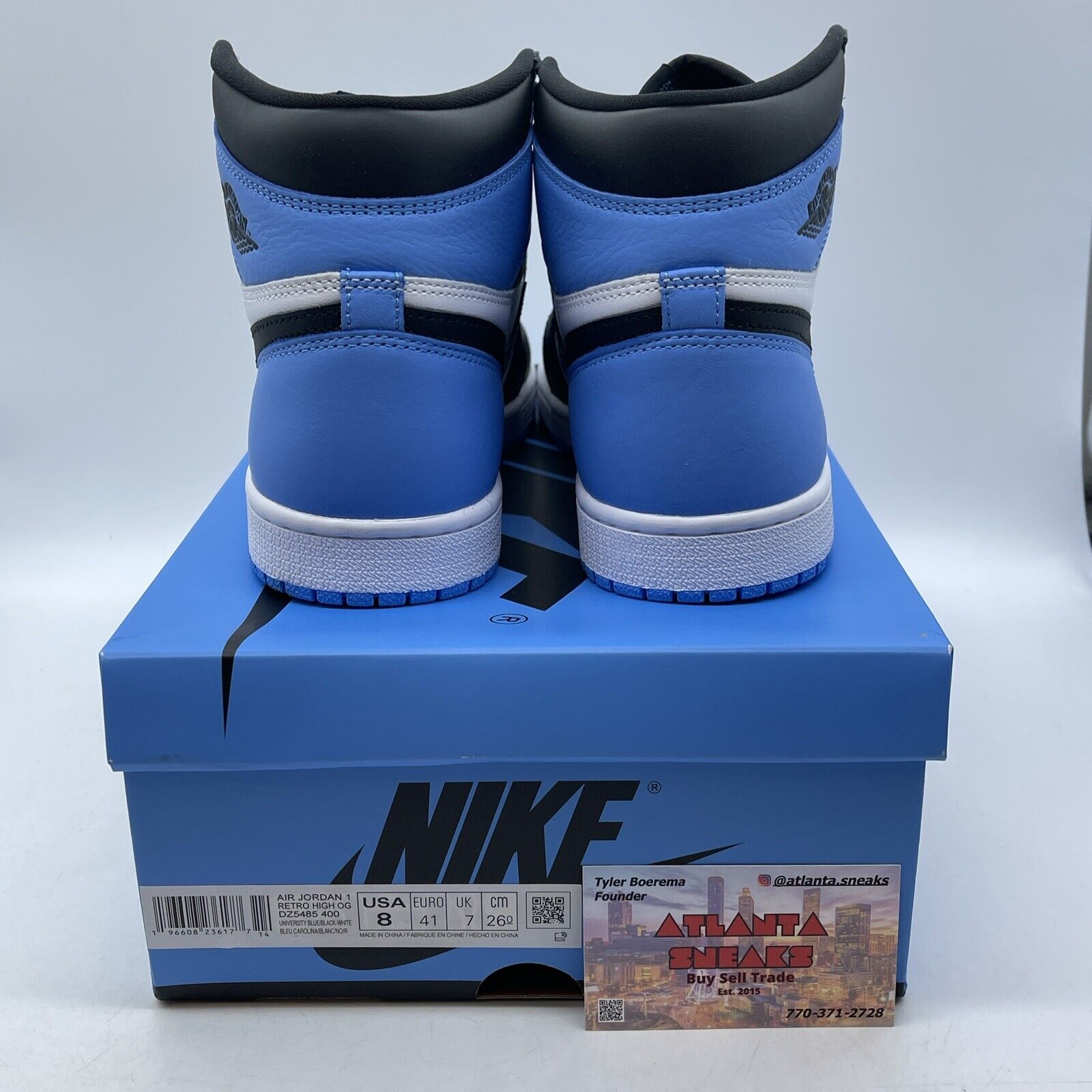 Size 8 - Jordan 1 Retro OG High UNC Toe Blue White Black Leather (DZ5485-400)