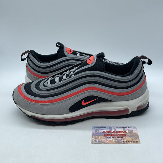 Size 10.5 - Nike Air Max 97 Wolf Grey Radiant Red Black Grey Suede (DB4611-002)