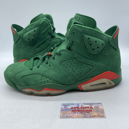 Size 11.5 - Air Jordan 6 Retro NRG Green Suede Gatorade Orange (AJ5986-335)