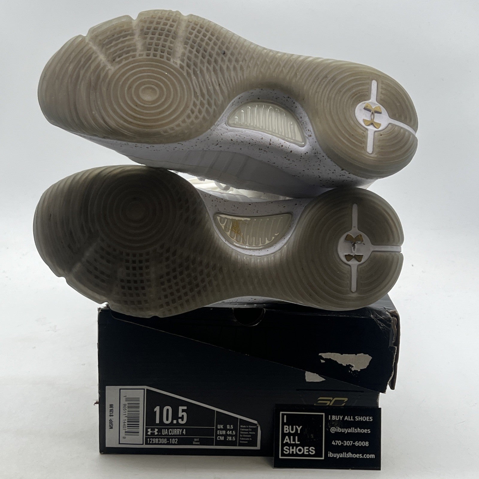 Size 10.5 - Under Armour Curry 4 2017 White Gold (1298306-102)