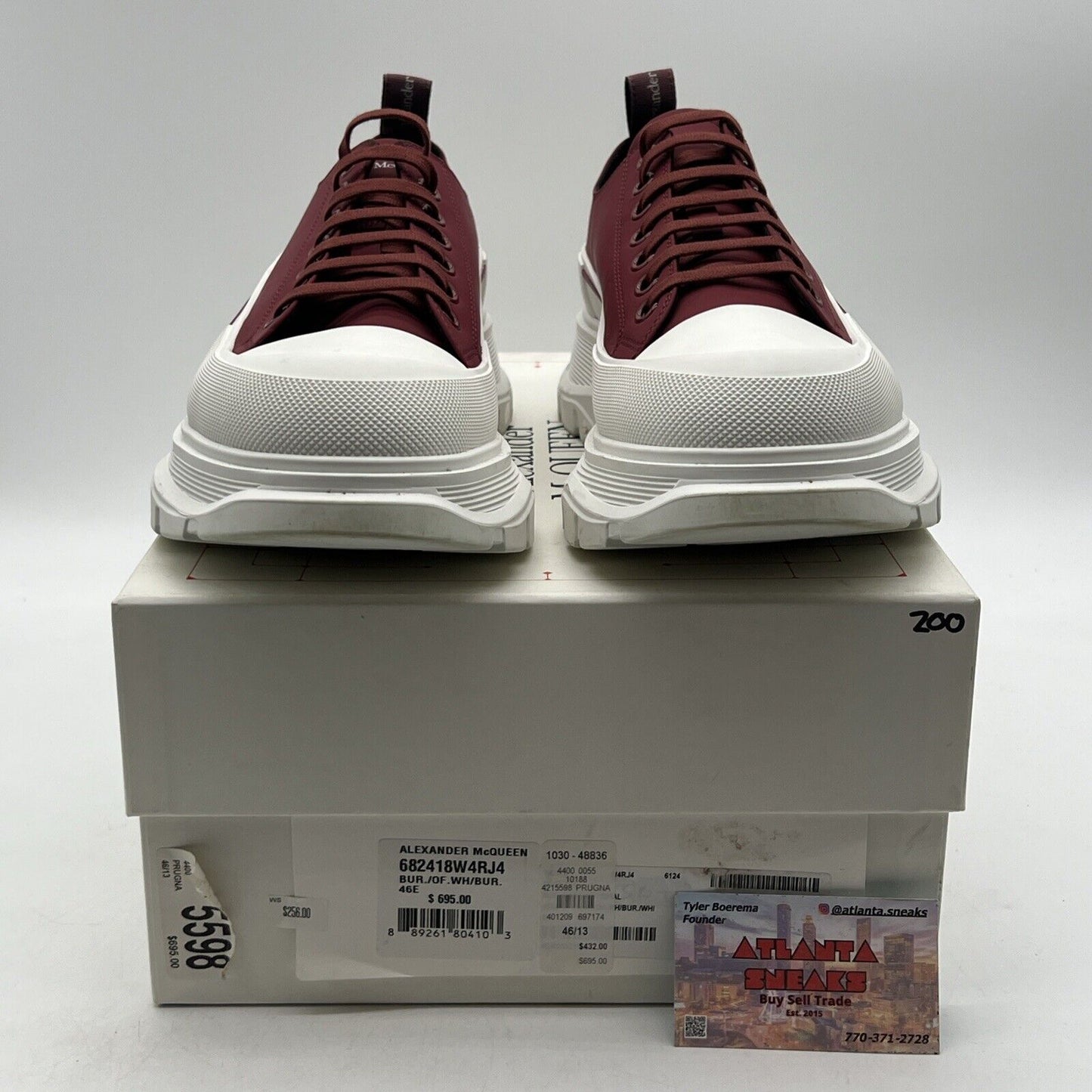 Size 12 Alexander McQueen Red Tread Slick Low Sneakers (682418-W4RJ4-6134)