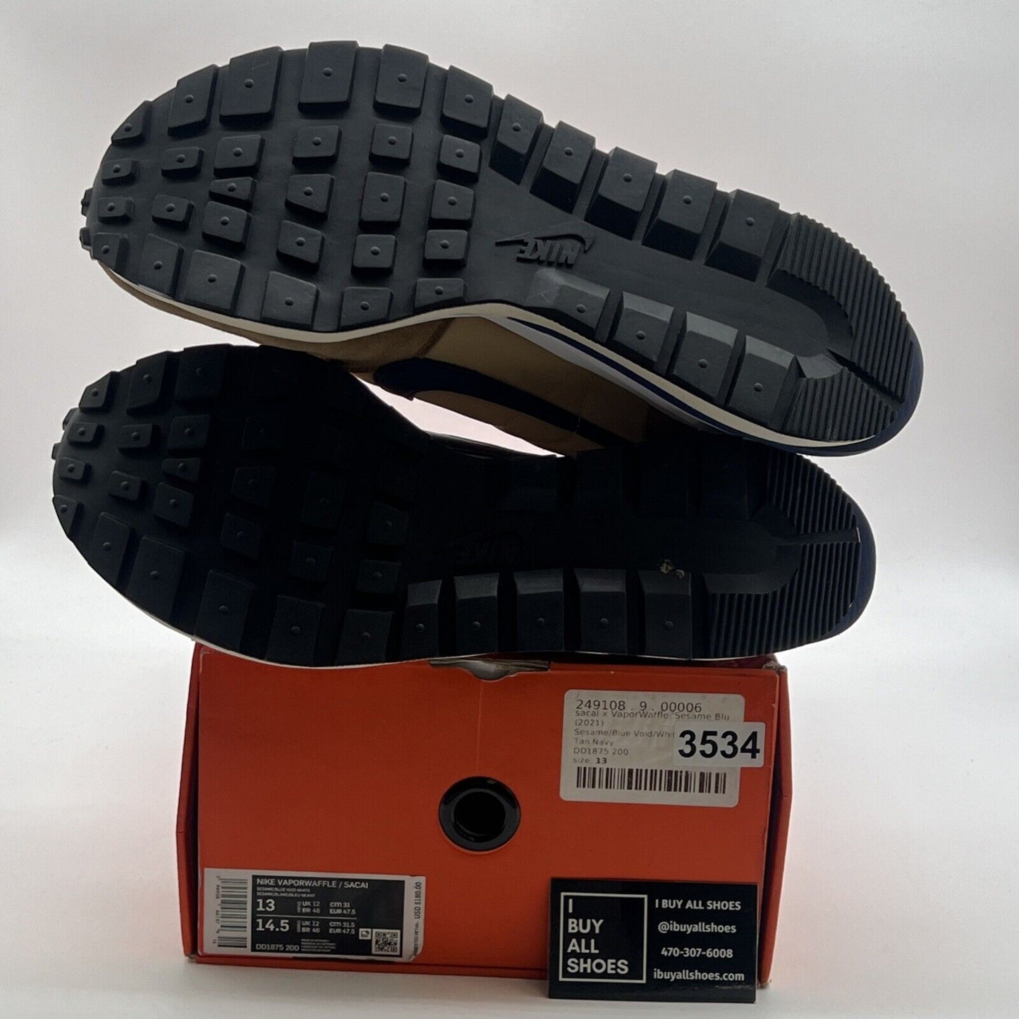 Size 13 - Nike VaporWaffle x Sacai Tan Navy (DD1875-200)