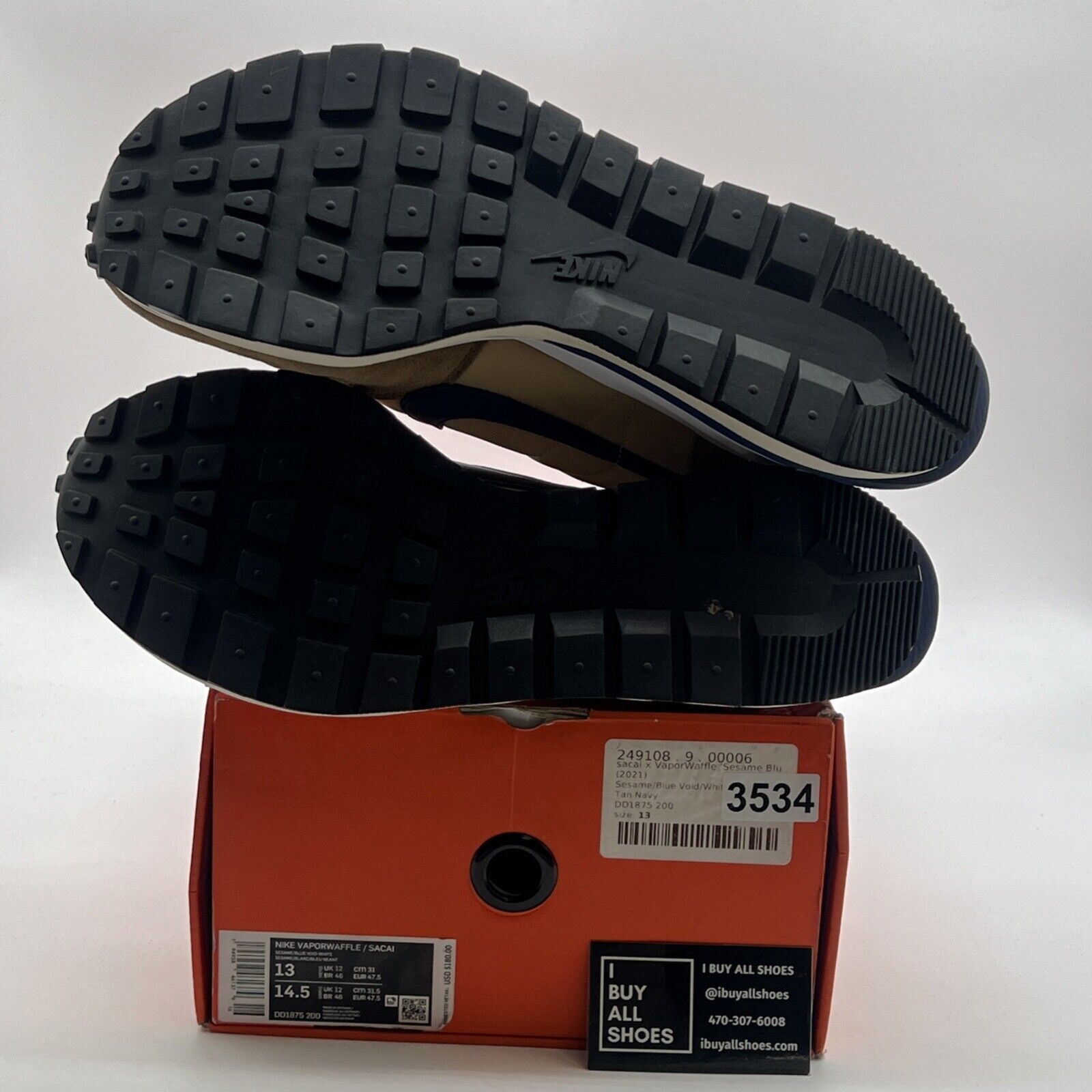 Size 13 - Nike VaporWaffle x Sacai Tan Navy (DD1875-200)