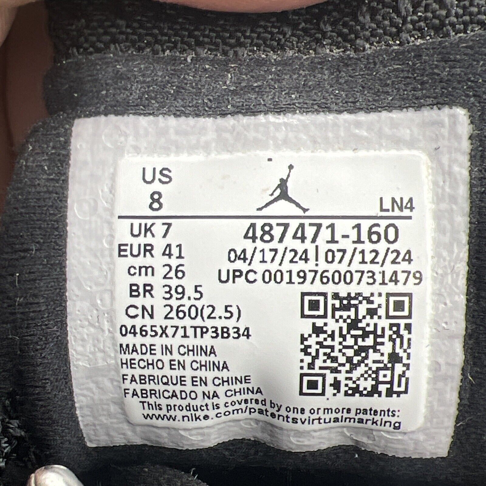 Size 8 - Air Jordan 14 Retro 2024 Black Toe (487471-160)