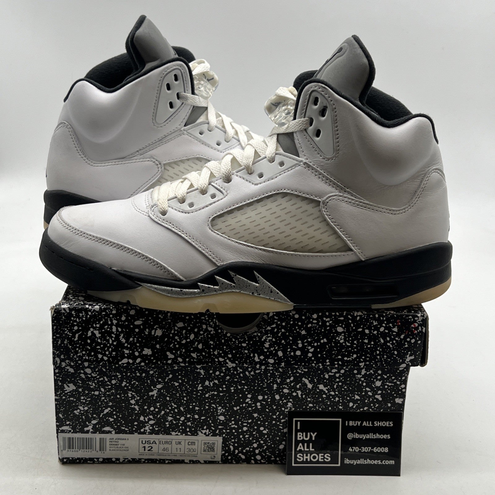 Size 12 - Air Jordan 5 Retro White Black (DD0587-110)