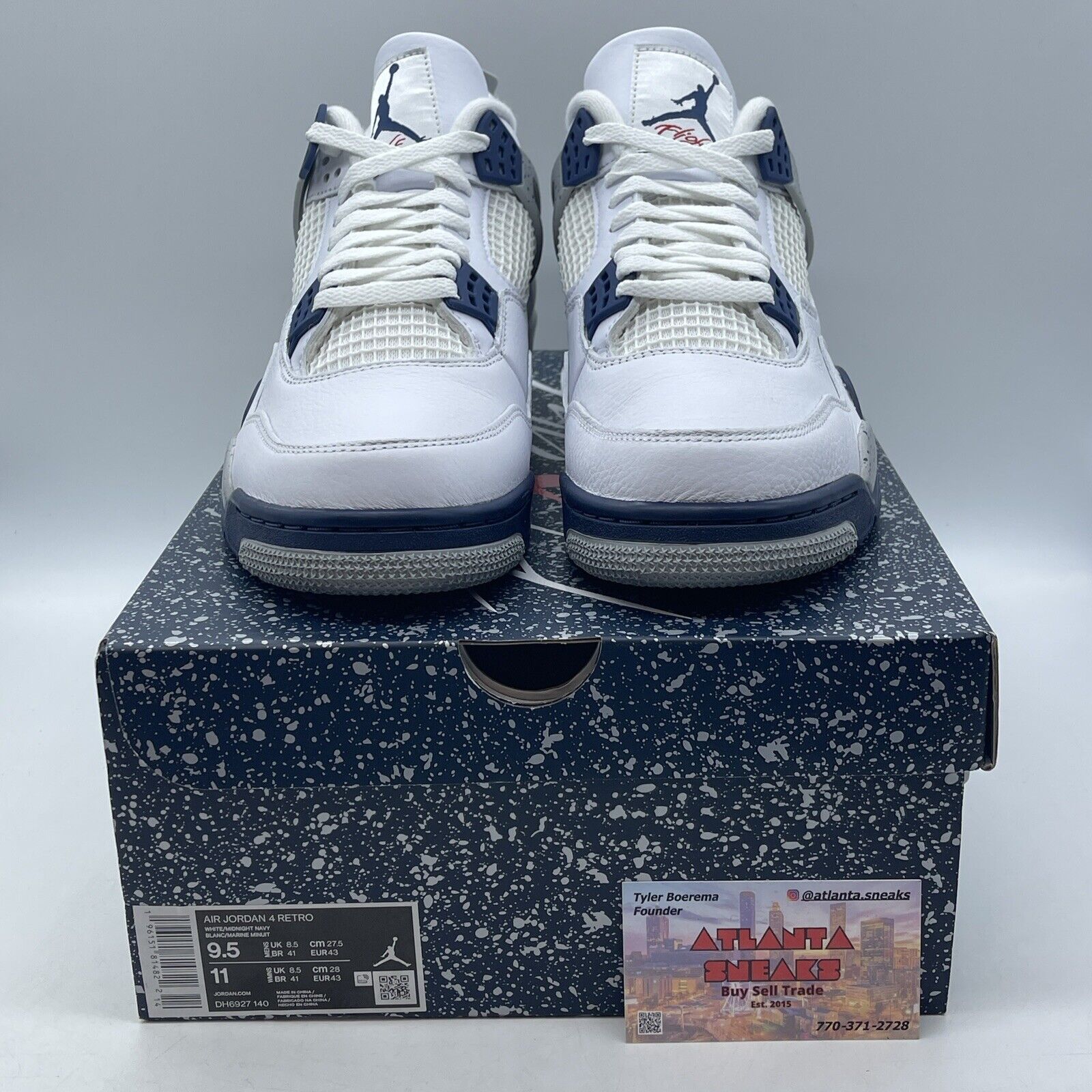 Size 9.5 - Jordan 4 Retro Mid Midnight Navy White Grey Leather (DH6927-140)