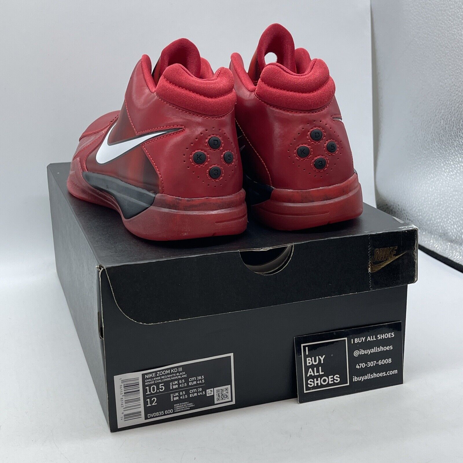 Size 10.5 - Nike KD 3 Red Black White Leather (DV0835-600)