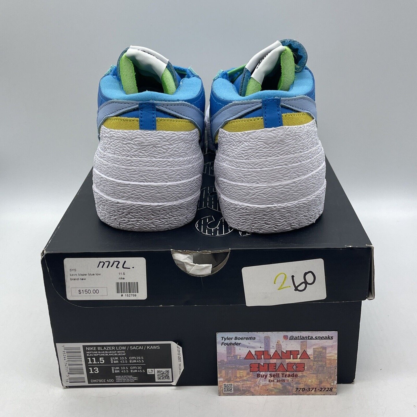 Size 11.5 - Nike KAWS x sacai x Blazer Low Neptune Blue Leather (DM7901-400)