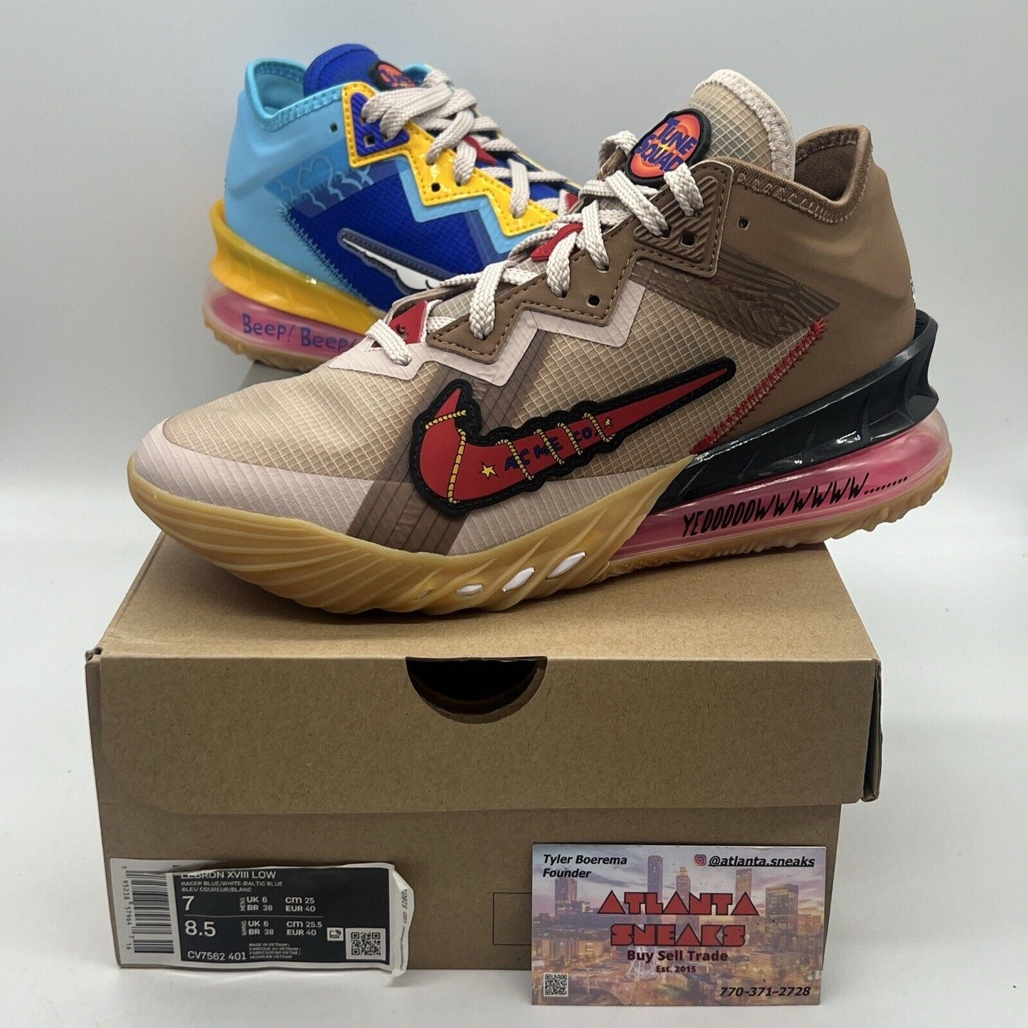 Size 7 - Nike LeBron 18 Low x Space Jam Wile E. X Roadrunner 2021 Brand New