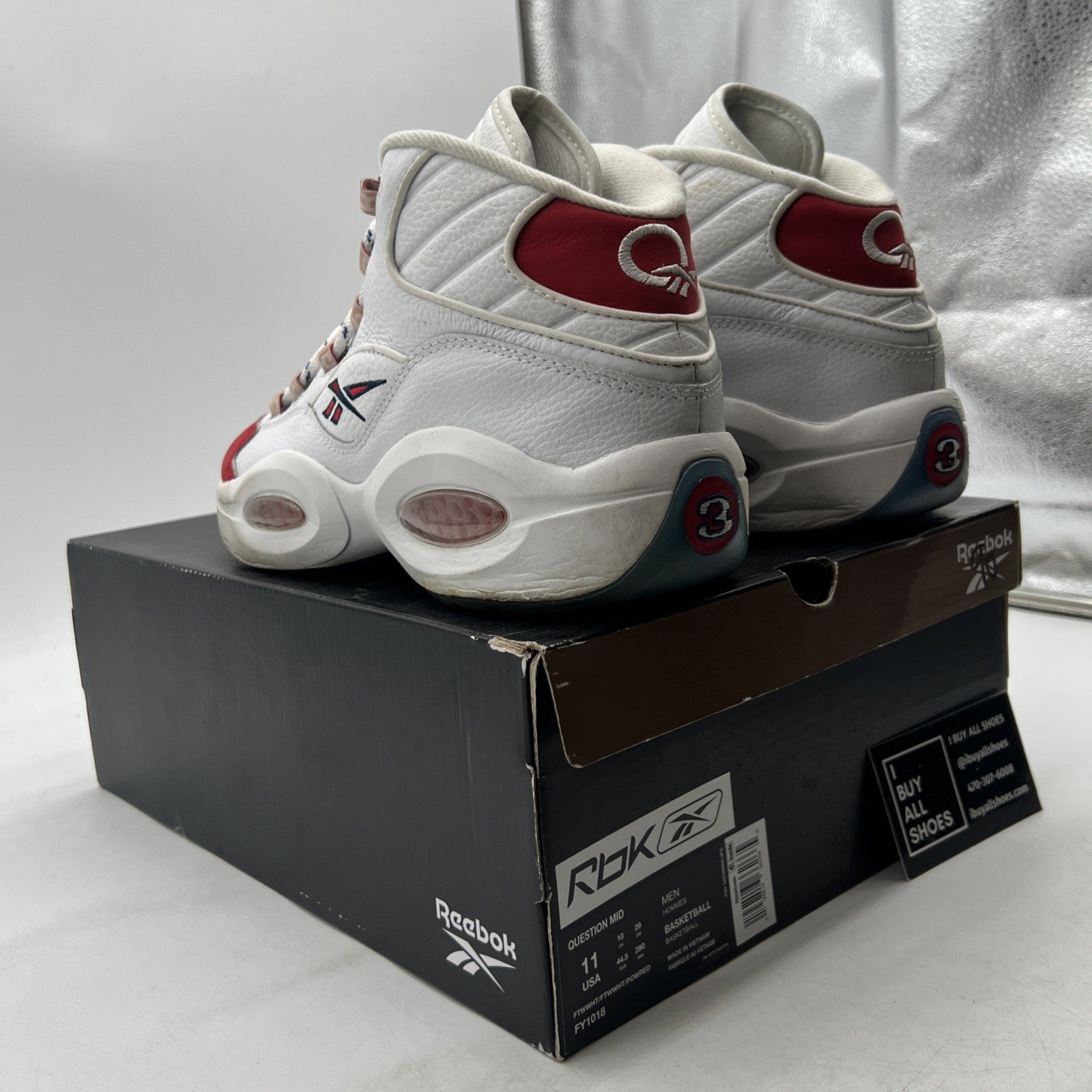 Size 11 - Reebok Question OG 2020 Mid Red Toe (FY1018)