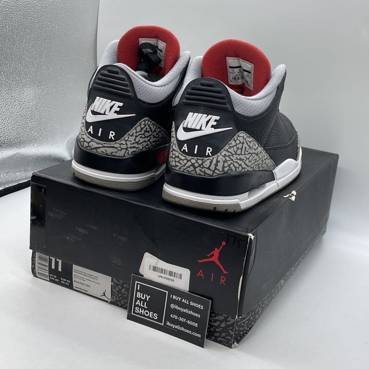 Size 11 - Jordan 3 Retro OG Mid Black Cement Grey Suede Leather (854262-001)