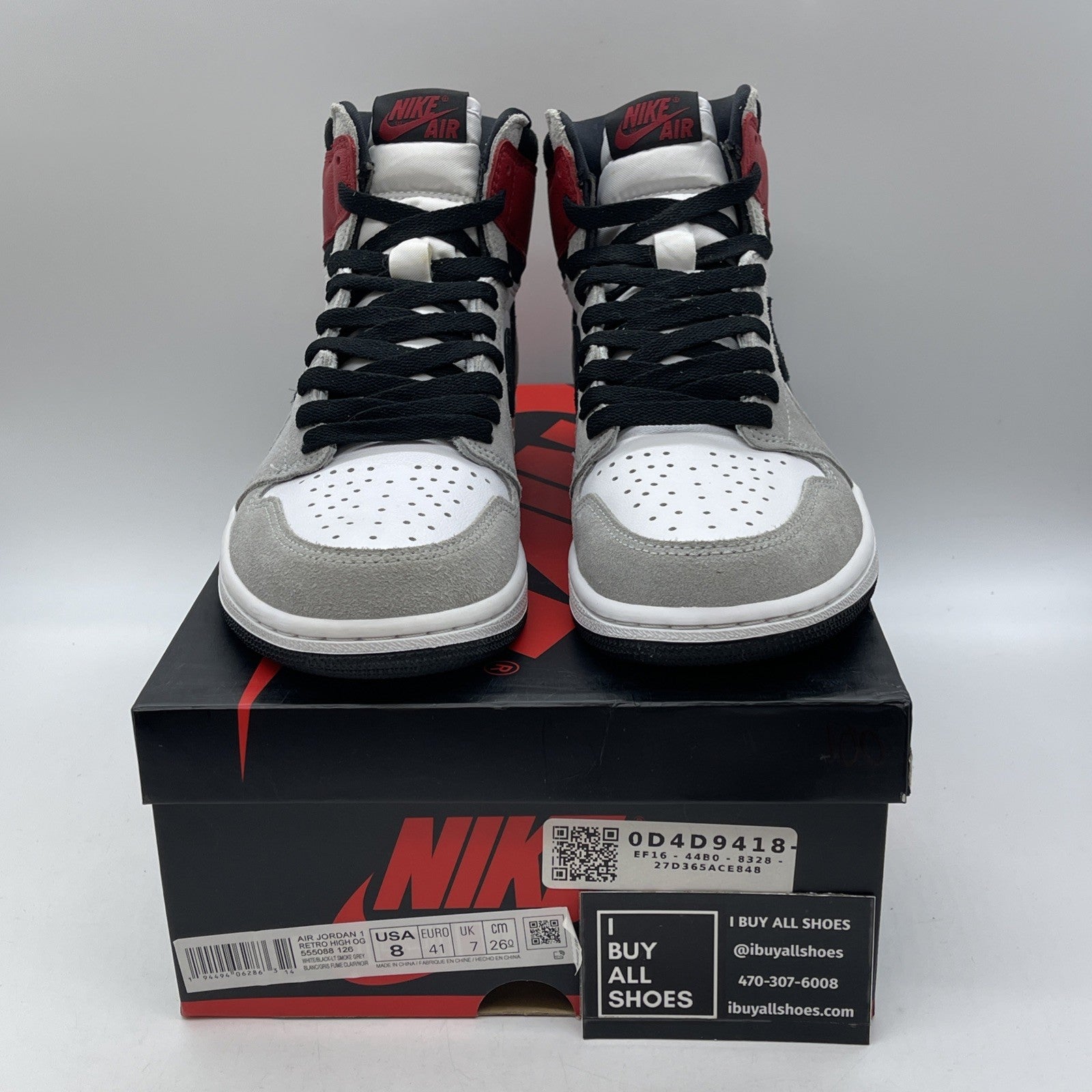 Size 8 - Jordan 1 Retro High OG Smoke Gray White Black Suede (555088-126)