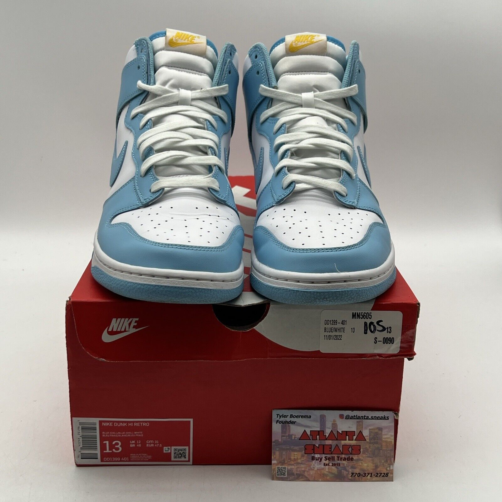Size 13 - Nike Dunk High Blue Chill White Leather (DD1399-401)