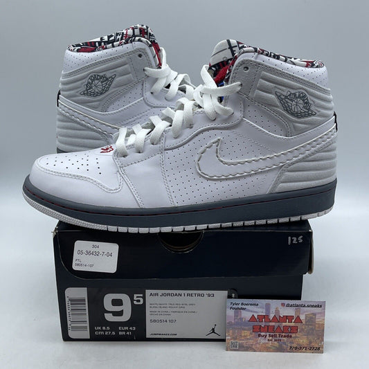 Size 9.5 - Air Jordan 1 Retro '93 BuGS Bunny White Suede Leather (580514-107)