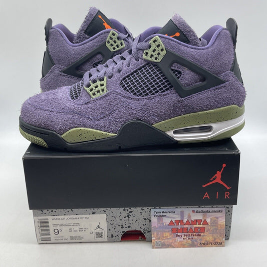 Size 9.5W - Jordan 4 Retro Canyon Purple Green Black White Suede (AQ9129-500)