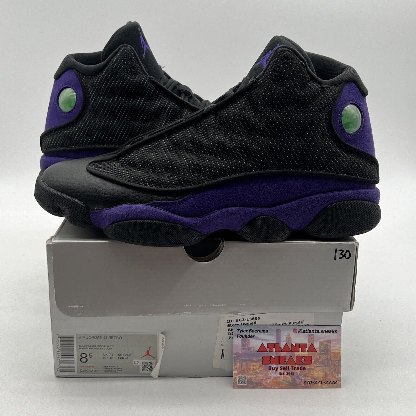 Size 8.5 - Jordan 13 Retro Court Purple Black Leather Suede (DJ5982-015)