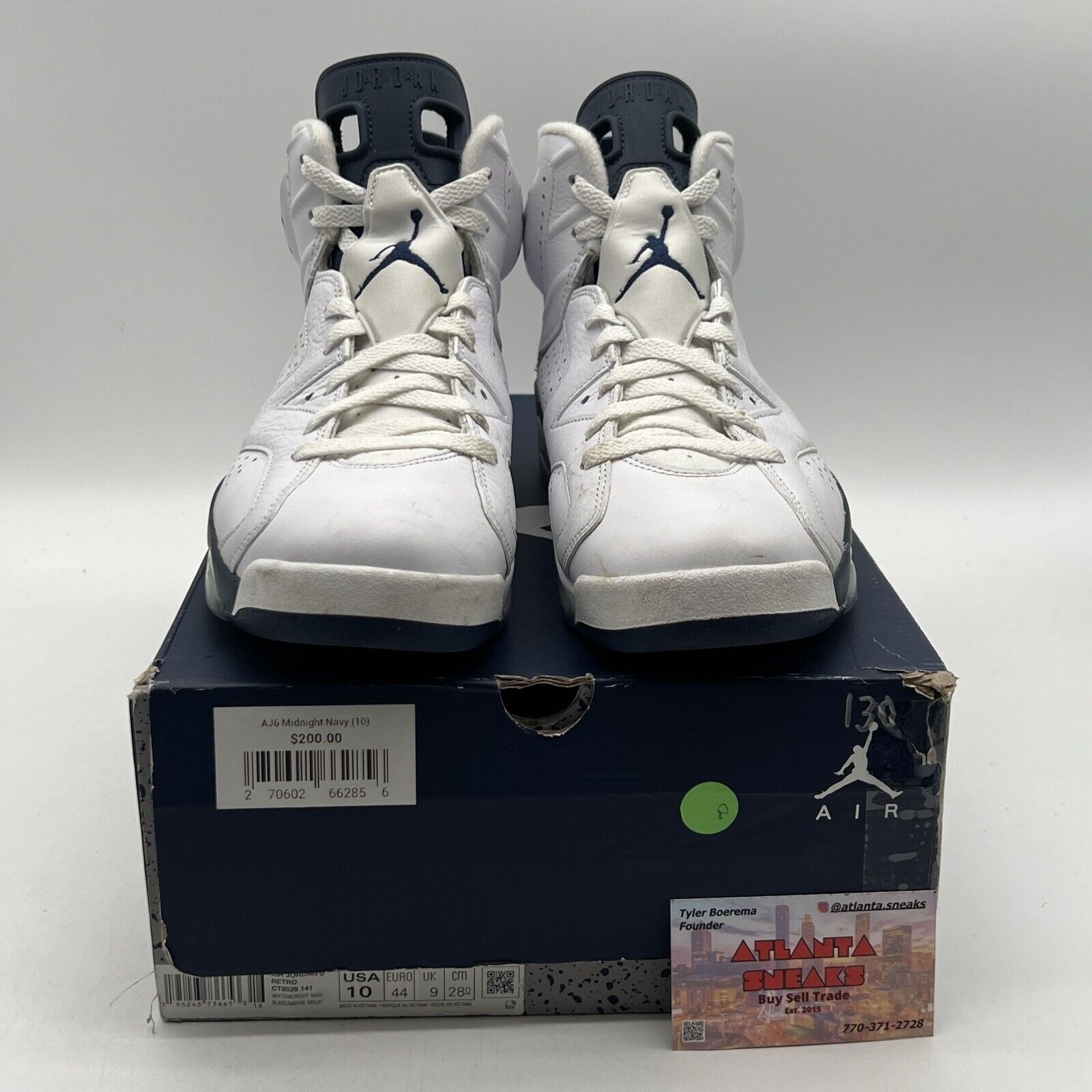 Size 10 - Jordan 6 Retro Midnight Navy White Leather (CT8529-141)