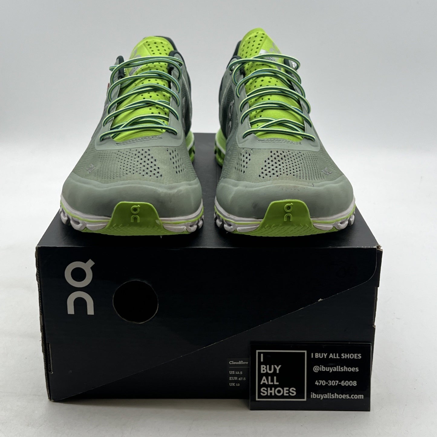 Size 12.5 - ON Cloudflow womens running shoes Moss/Lime