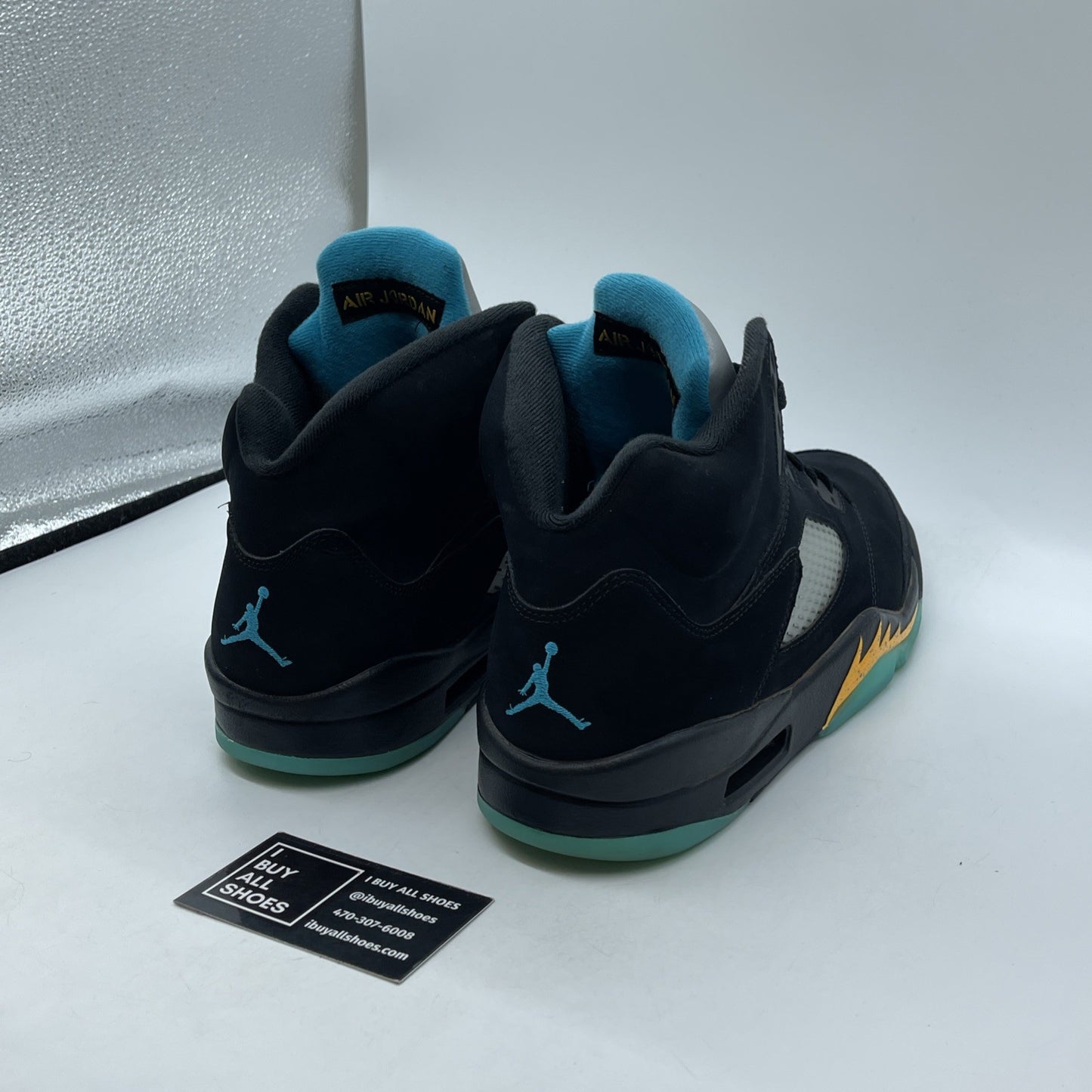 Size 11.5 - Jordan 5 Retro Mid Aqua Black Blue Yellow Suede (DD0587-047)