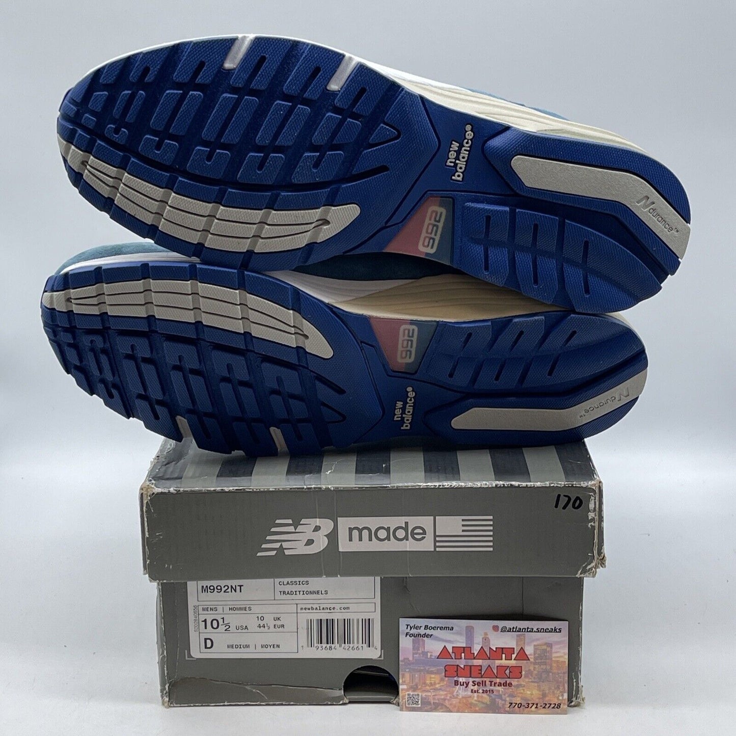 Size 10.5 - New Balance 992 Made in USA Tropical Blue Suede Leather (M992NT)