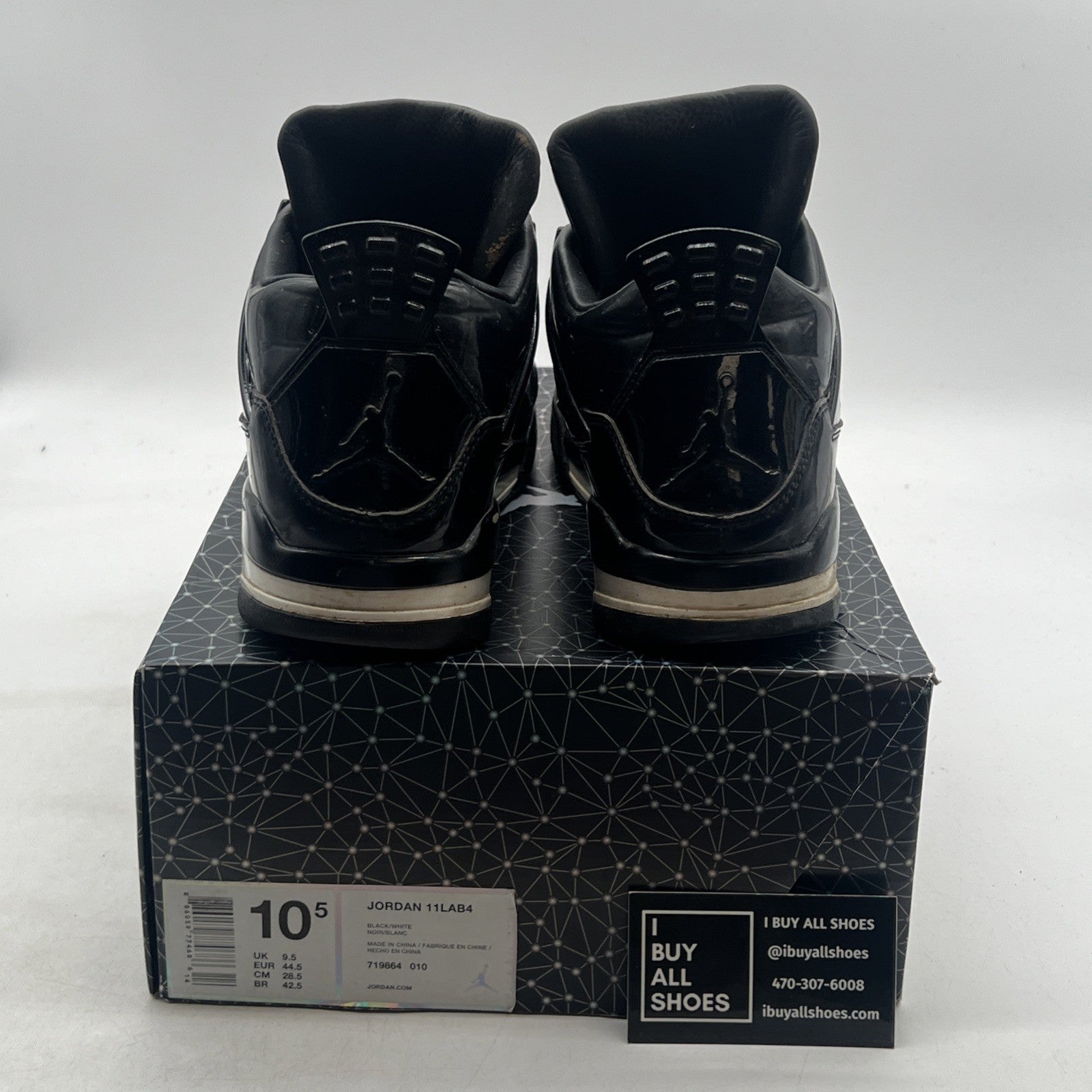Size 10.5 - Air Jordan 4 Retro 11Lab4 - Black (719864-010)
