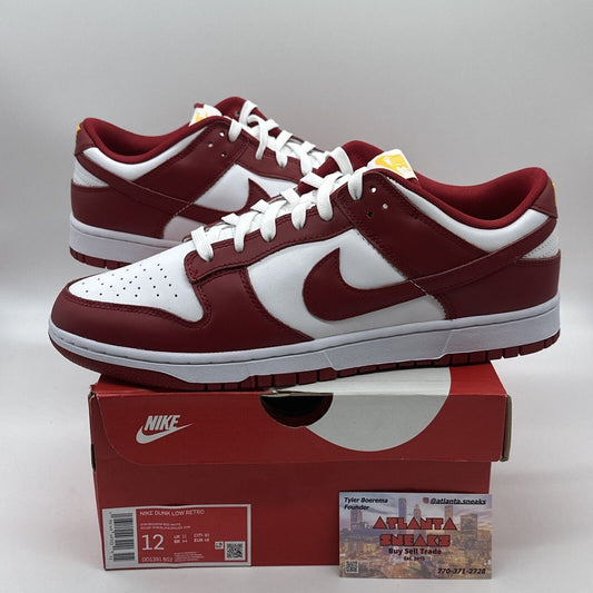 Size 12 - Nike Dunk Low Gym Red USC Yellow Burnet College Leather Ds New Rare Og