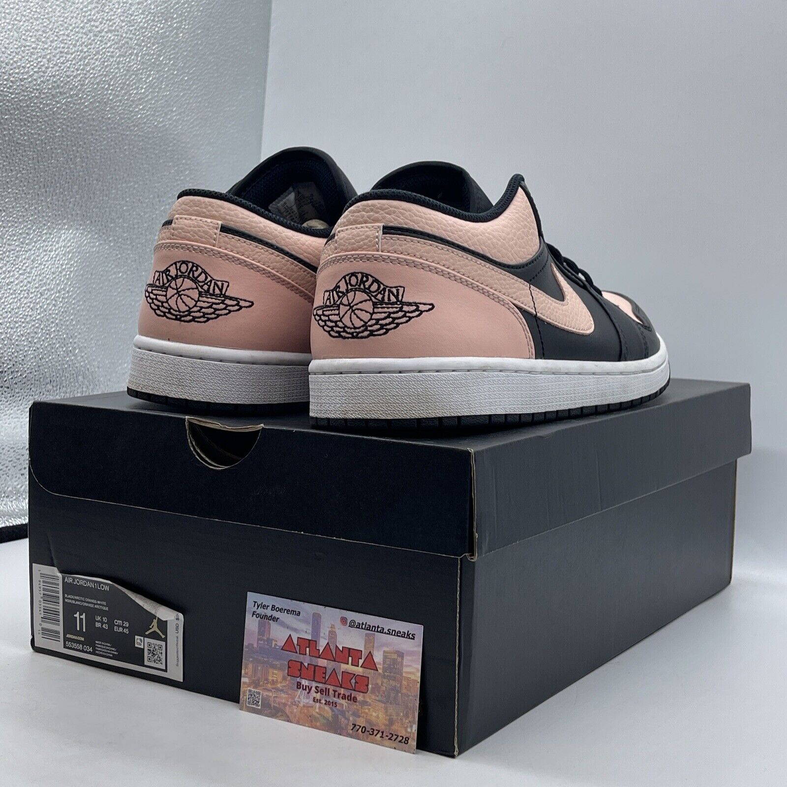 Size 11 - Air Jordan 1 Low Crimson Tint Black White Pink Leather (553558-034)