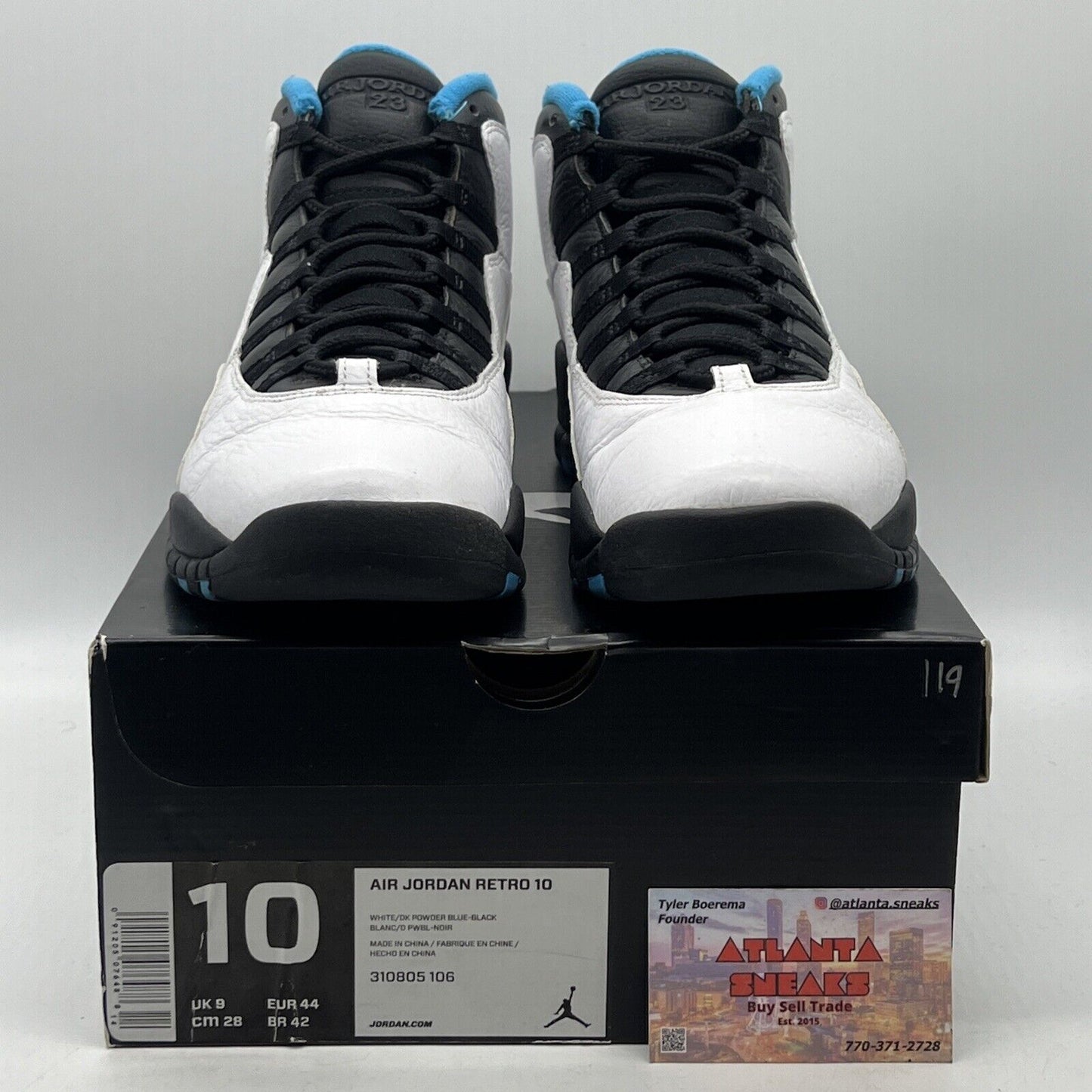 Size 10 - Air Jordan 10 Retro 2014 Powder Blue Black White Leather (310805-106)