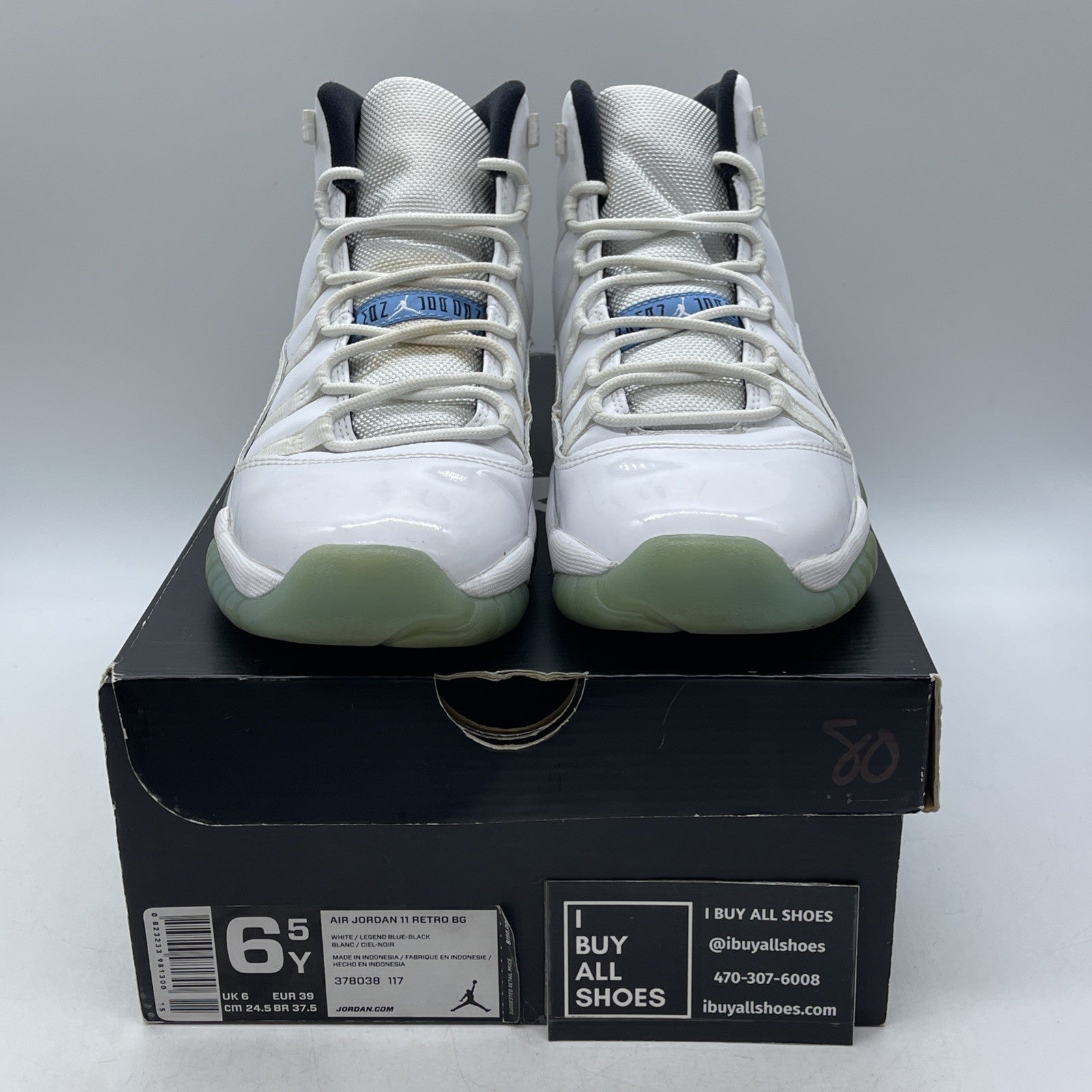 Size 6.5Y (GS) - Air Jordan 11 High Legend Blue (378038-117)