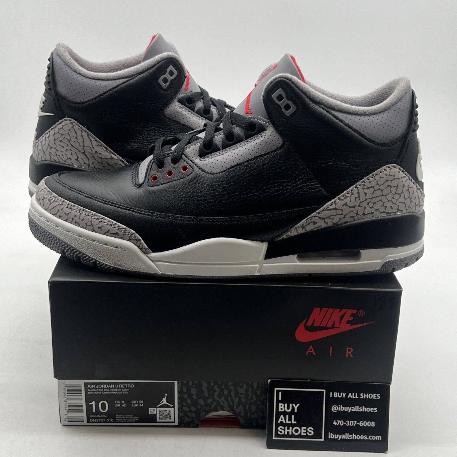 Size 10 - Air Jordan 3 Retro OG 2024 Black Cement (DN3707-010)