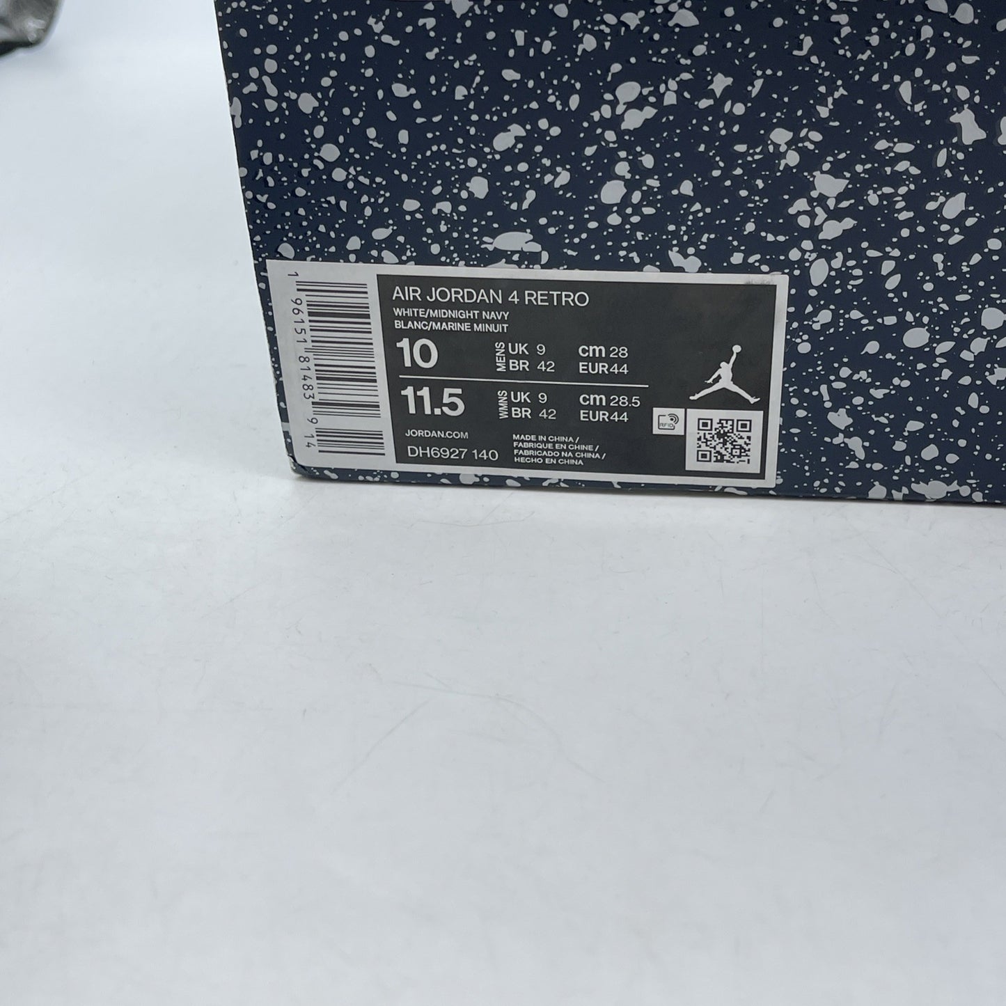 Size 10 - Jordan 4 Retro Mid Midnight Navy Blue White Leather (DH6927-140)