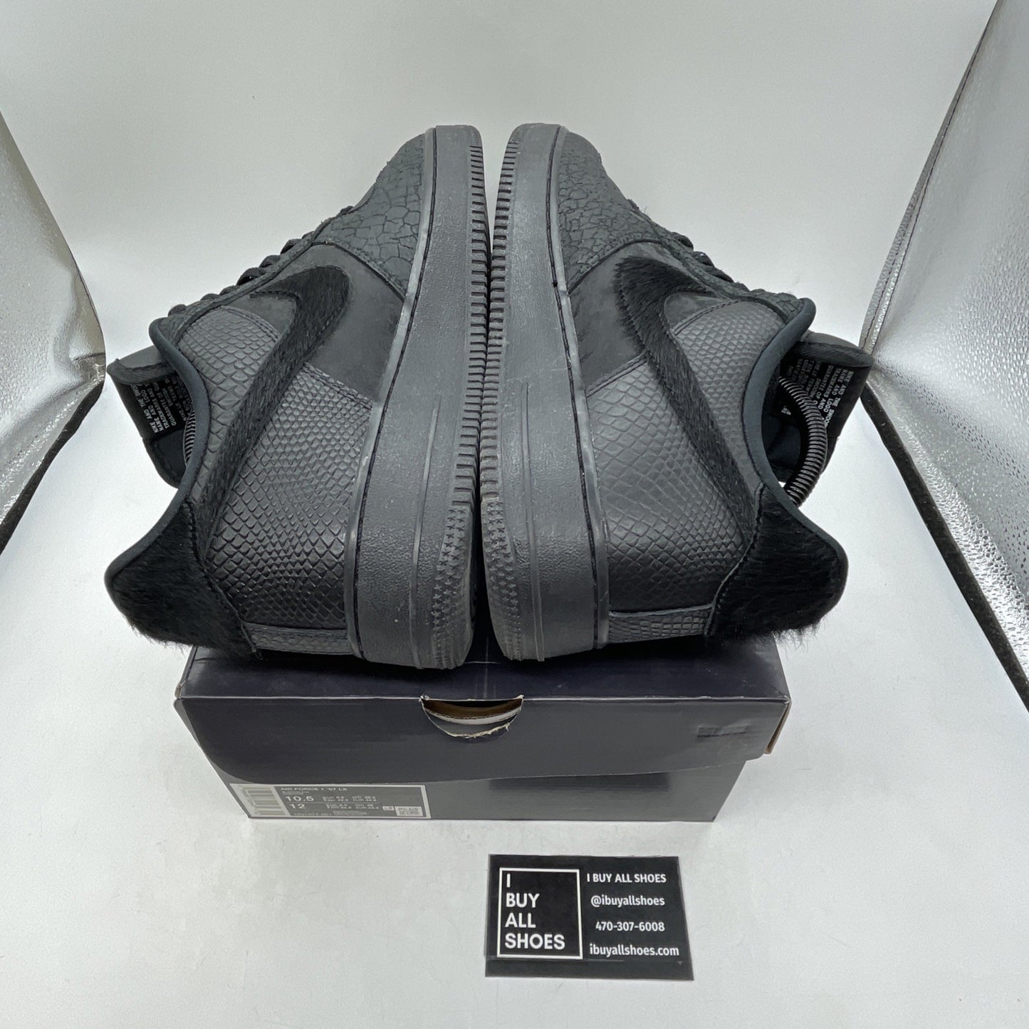 Size 10.5 - Nike Air Force 1 07 LX Low Black Pony Hair Snakeskin (HQ1977-001)