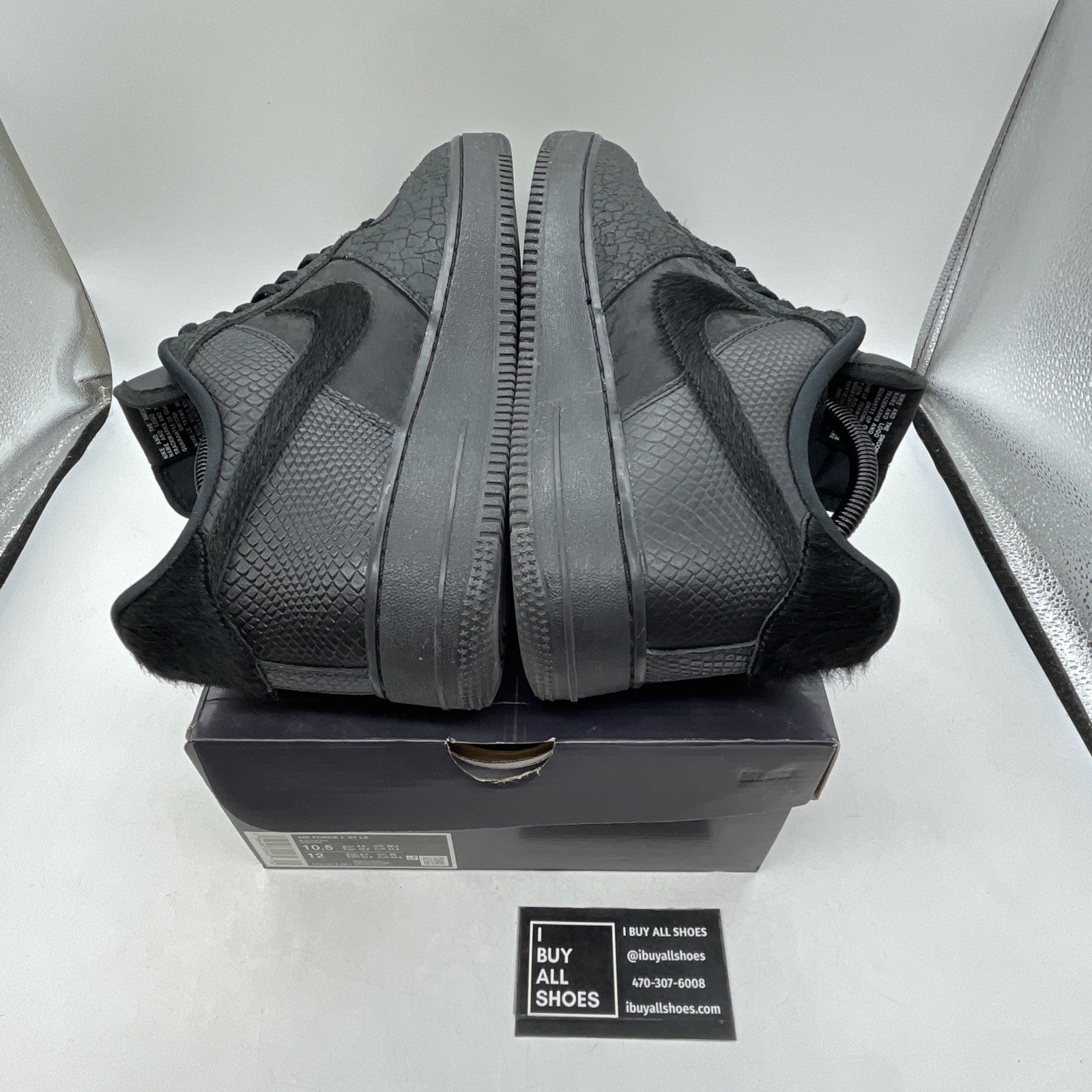 Size 10.5 - Nike Air Force 1 07 LX Low Black Pony Hair Snakeskin (HQ1977-001)