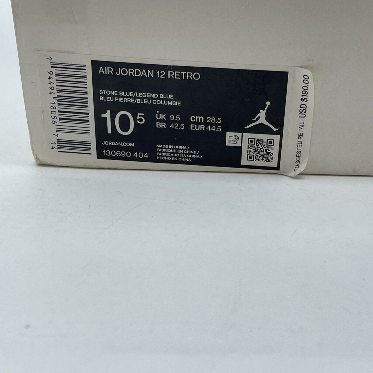 Size 10.5 - Jordan 12 Retro Indigo Blue Silver White Leather (130690-404)