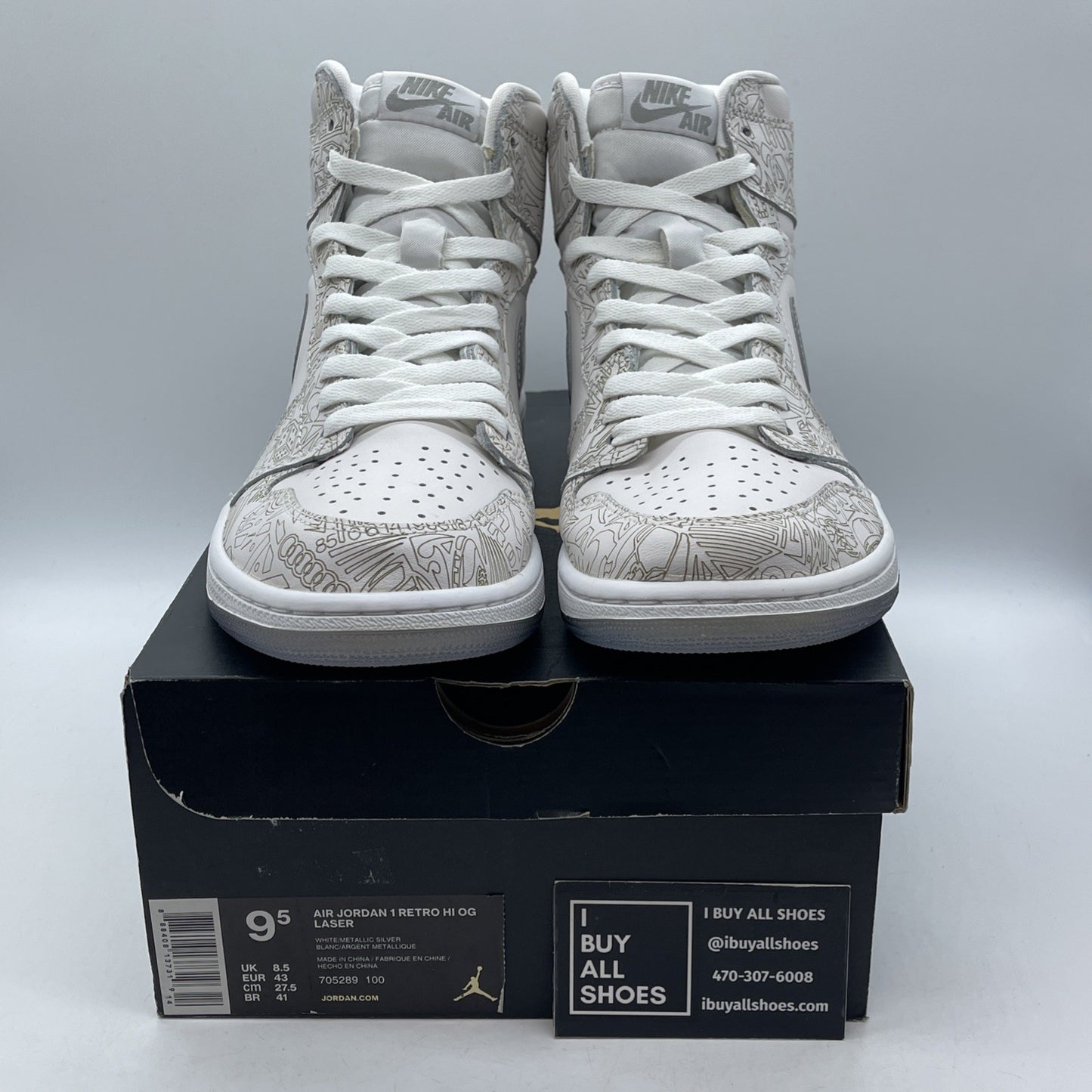 Size 9.5 - Air Jordan 1 Retro OG High Laser White Grey Suede (705289-100)