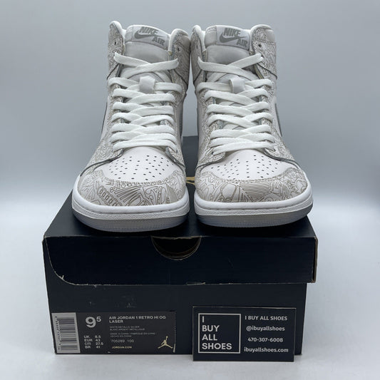 Size 9.5 - Air Jordan 1 Retro OG High Laser White Grey Suede (705289-100)