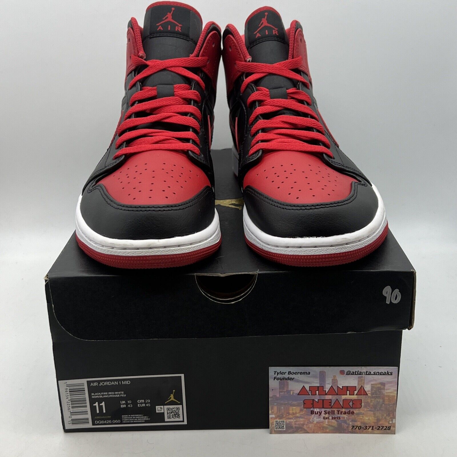 Size 11 - Jordan 1 Mid Alternate Bred Black Red White Leather (DQ8426-060)