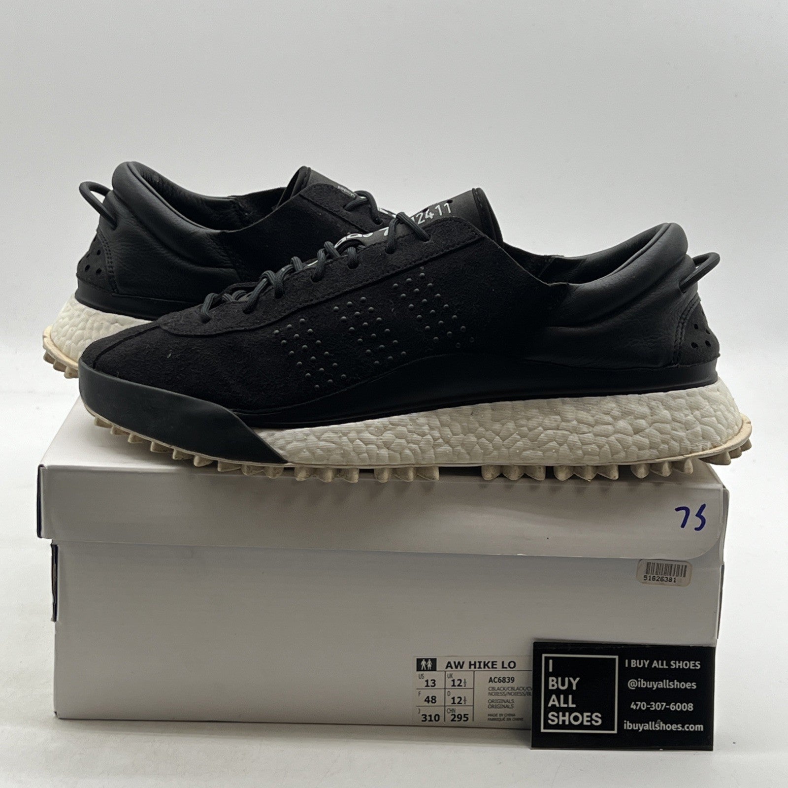 Size 13 - Adidas Alexander Wang x AW Hike Low Black (AC6839)