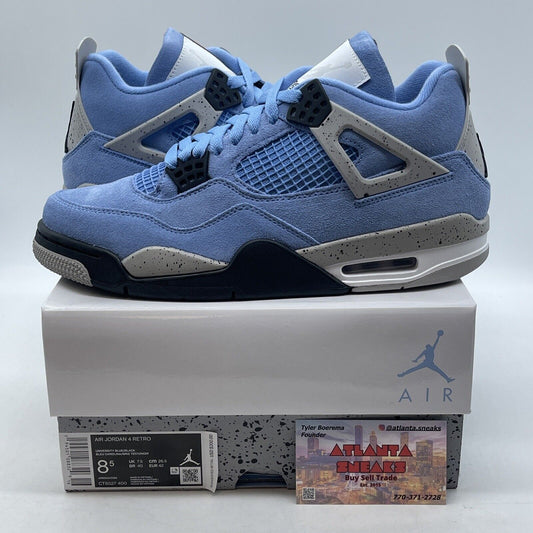 Size 8.5 - Jordan 4 Retro Mid University Blue Black White Suede (CT8527-400)