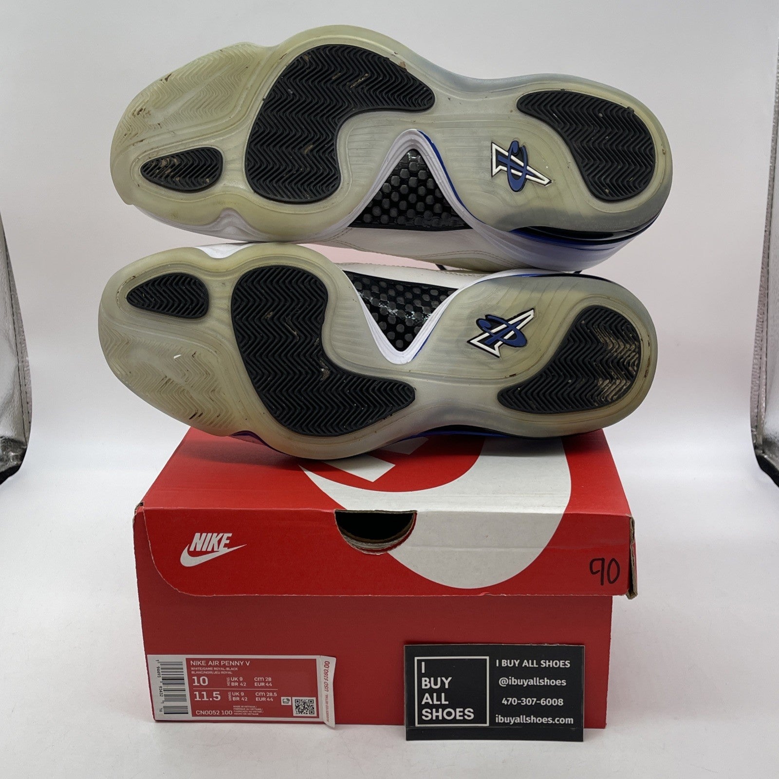 Size 10 - Nike Air Penny 5 Orlando Home White Blue Black Leather (CN0052-100)