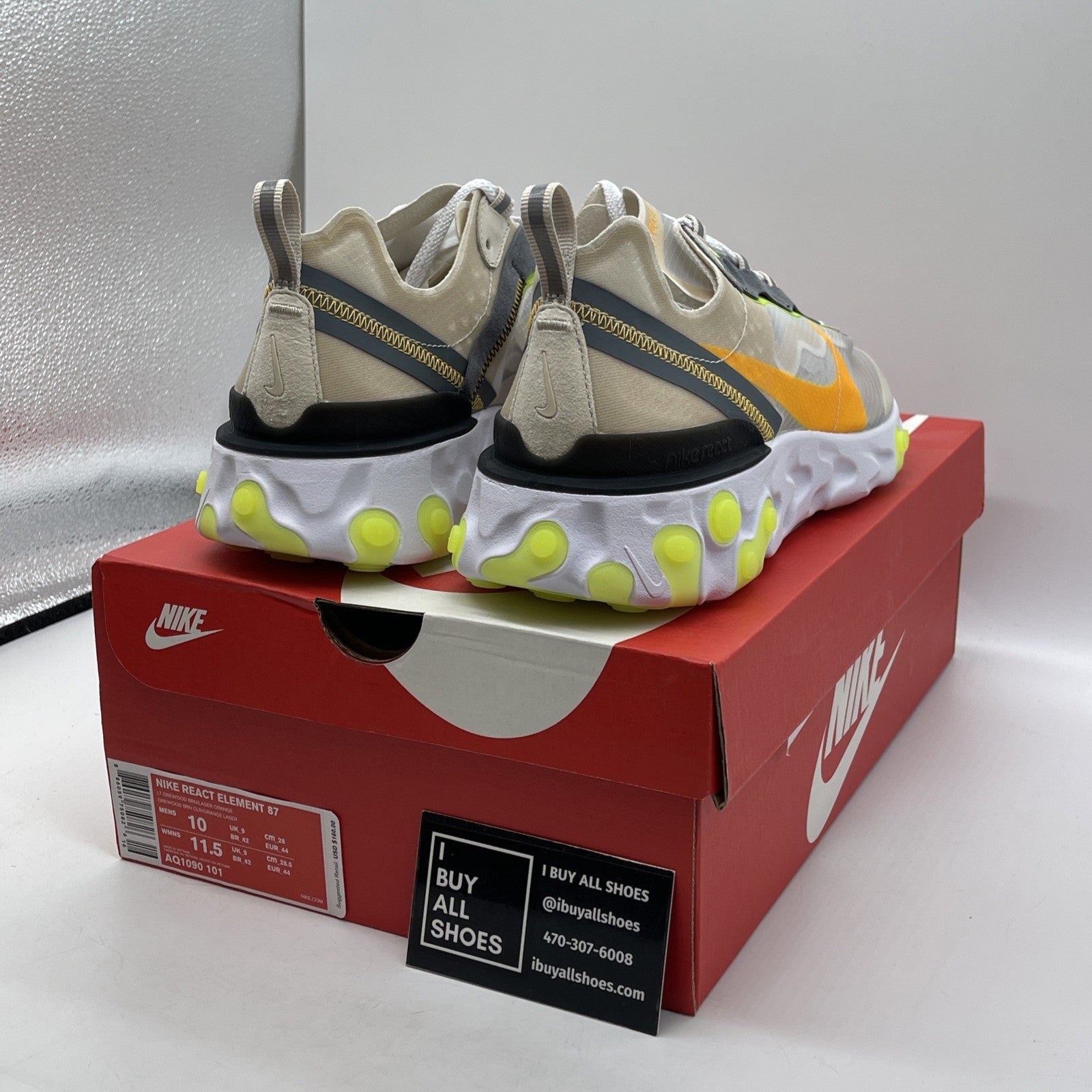 Size 10 - Nike React Element 87 Light Orewood Brown Suede (AQ1090-101)
