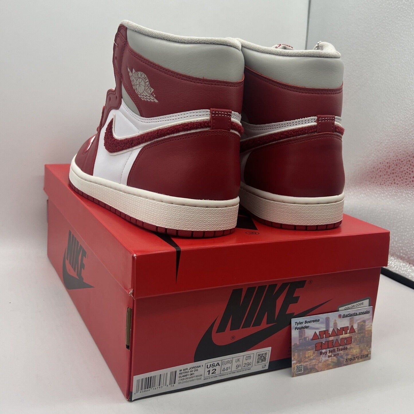 Size 12 - Jordan 1 High Varsity Red Wmns Brand New Og All White