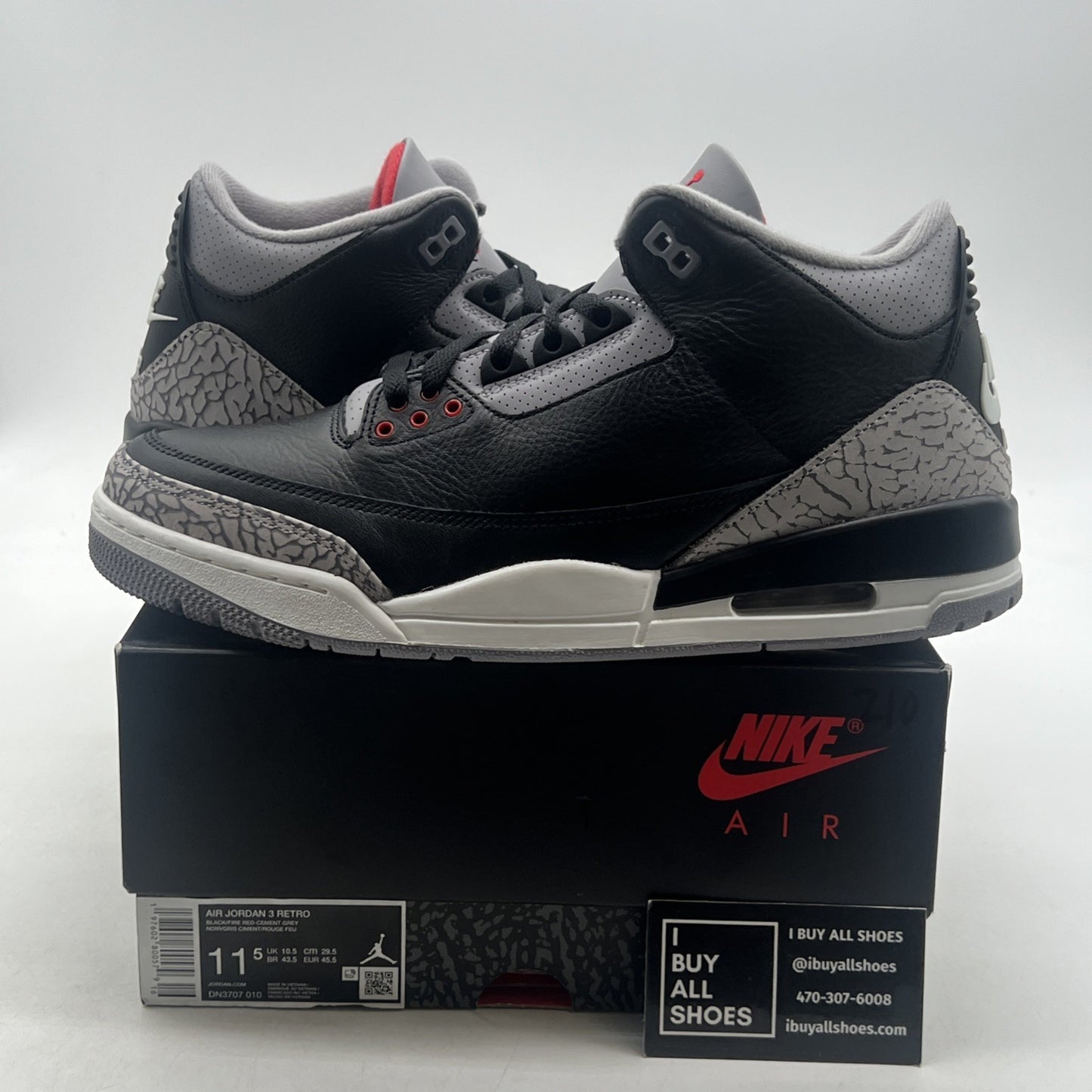 Size 11.5 - Air Jordan 3 Retro OG 2024 Black Cement (DN3707-010)