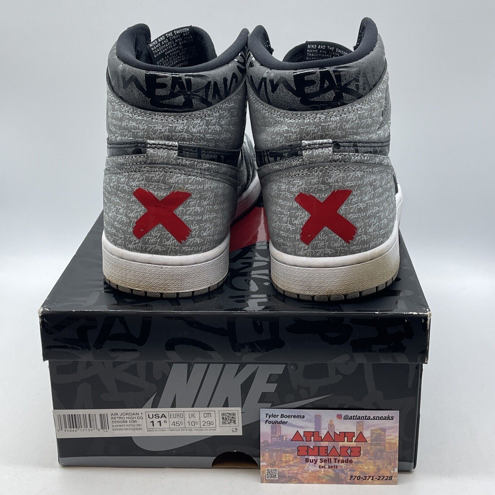 Size 11.5 - Jordan 1 OG High Rebellionaire Grey Black Suede Leather (555088-036)