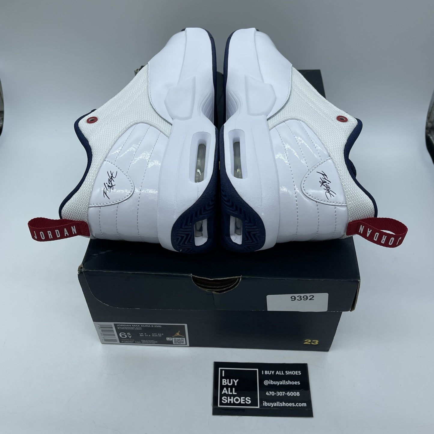 Size 6.5Y - Air Jordan Max Aura 6 GS White Varsity Red Midnight Navy(FQ8297-100)