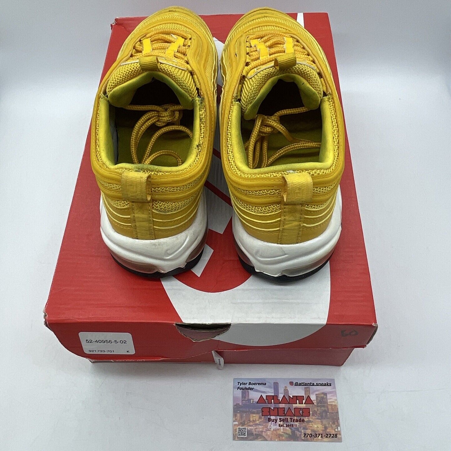 Size 8W - Nike Air Max 97 Mustard White Black Leather (921733-701)