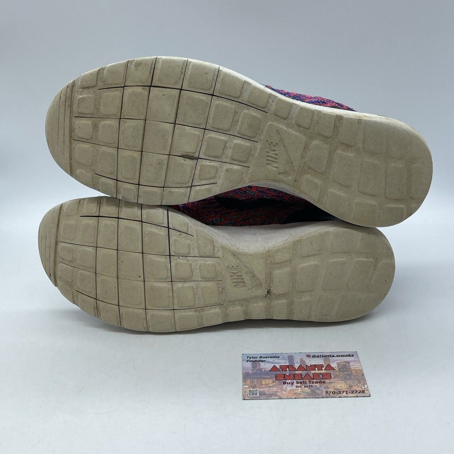 Size 10.5 - Nike Roshe NM Flyknit SE Pink Purple Green Black Suede (816531-600)