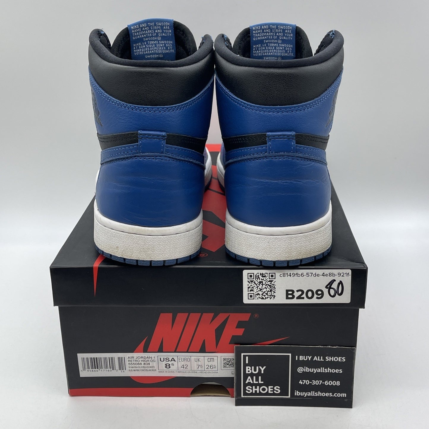 Size 8.5 - Jordan 1 Retro OG High Dark Marina Blue Leather (555088-404)