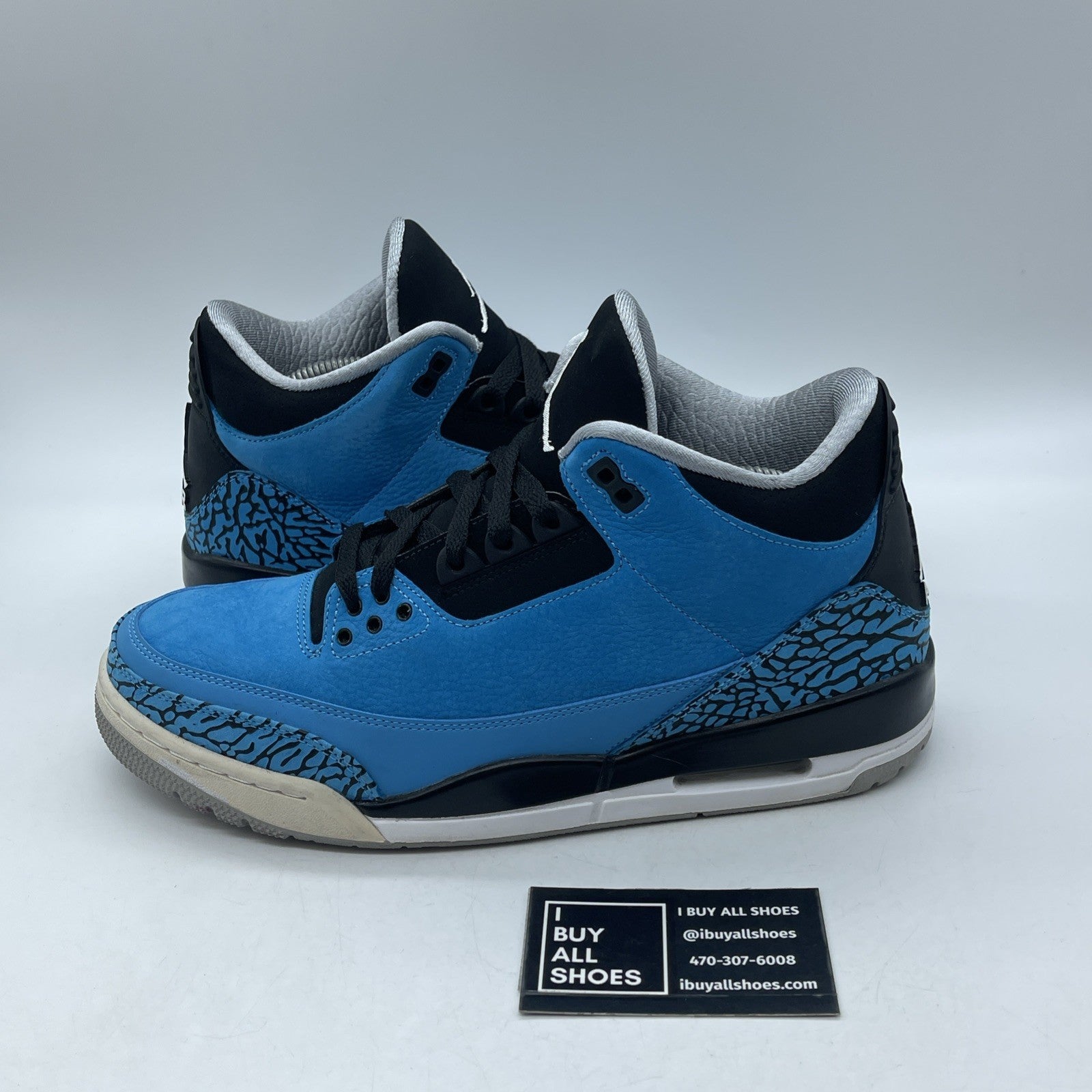 Size 9.5 - Air Jordan 3 Retro Powder Blue Black Suede (136064-406)